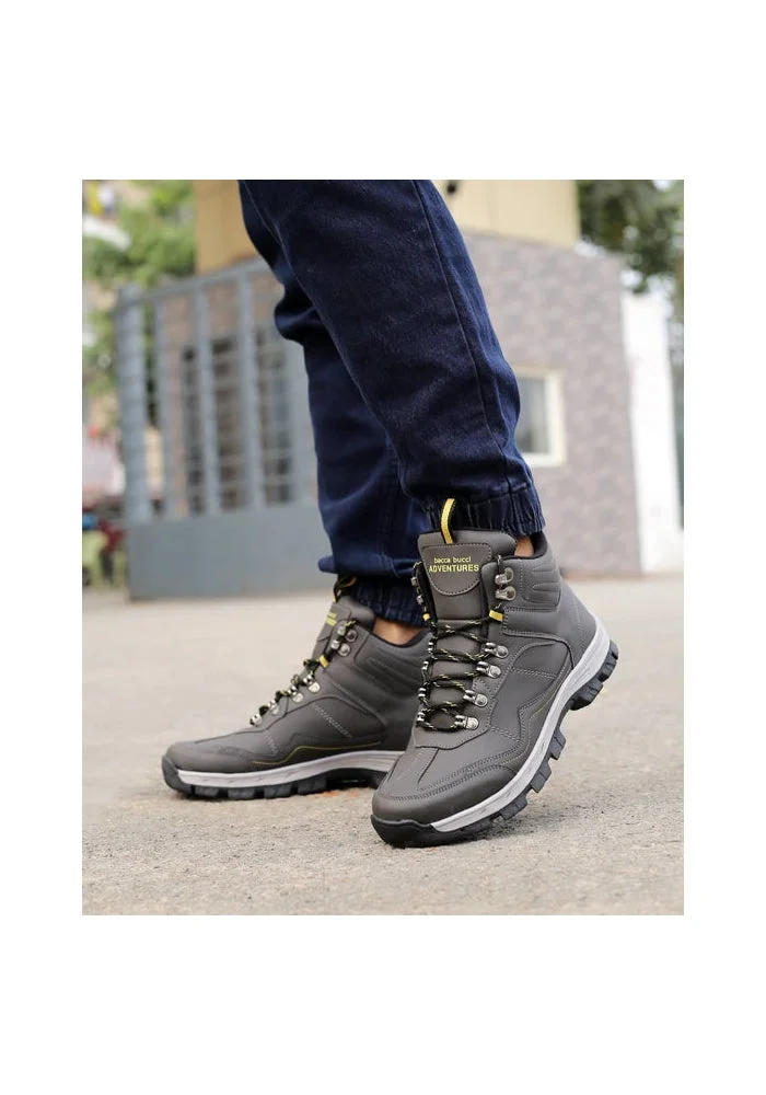 Bacca Bucci Grey Trailblazer All Terrain High Top Trekking Boots for Men | Best Price UAE